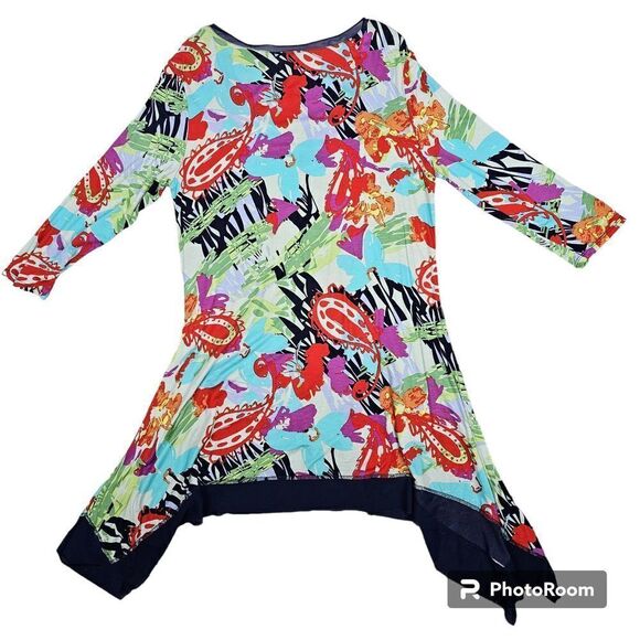 Cupio Paisley Abstract Design Tunic Dress Multicolored Size X-Large - Picture 2 of 4